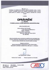 Certifikt k instalaci, provozu a drb spalovacho stacionrnho zdroje.